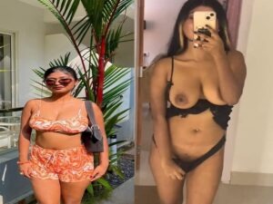 Big boobs Instagram influencer nude striptease